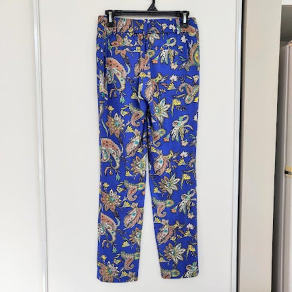 NWOT LOFT Boho Blue Paisley Mid-Rise Slim Fit Vacation Pants sz. 00 - Picture 5 of 8